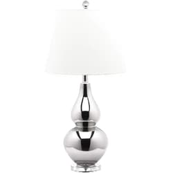 SAFAVIEH Lighting Collection Cybil Modern Contemporary Silver Double Gourd Bedroom Living Room Home Office Desk Nightstand Table Lamp (LED Bulbs Included)