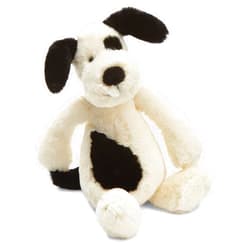 Jellycat Bashful Black and Cream Puppy Stuffed Animal, Small, 7 inches