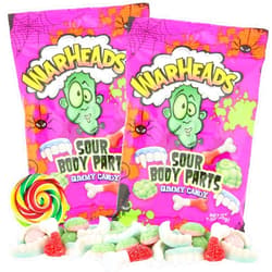 Sweetzo Halloween Gummy Sour Body Parts Candy, Soft and Chewy Fruit Flavored Gummies, 3 Ounces (Pack of 2) Lollipop Swirl Sticker Included