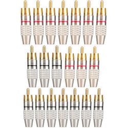 Elechood 20Pack RCA Male Plug Solder, Gold Audio Video Cable Adapter Connector for Speaker Wire Wall Plate Home Theater Audio Video Receiver Amplifiers and Sound Systems