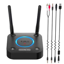 1Mii B06TX Bluetooth 5.2 Transmitter for TV to Wireless Headphone/Speaker, Bluetooth Adapter for TV w/Volume Control, AUX/RCA/Optical/Coaxial Audio Inputs, Plug n Play, aptX Low Latency & HD