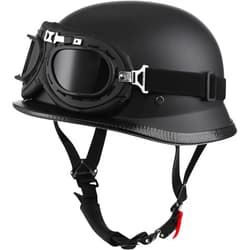 Yesmotor Helmet Half Shell German Motorcycle Helmet with Cycling Glasses - DOT Approved
