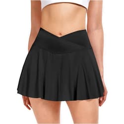 ATHVOTAR Women Tennis Skirt with Pockets Shorts Crossover High Waisted Golf Athletic Skorts Workout Skirts