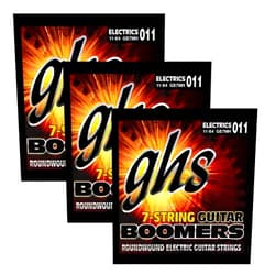 GHS Strings GHS Boomer - GB7MH - 7-String Medium Heavy Electric Guitar Set (11-64), 3 Sets of GB7MH