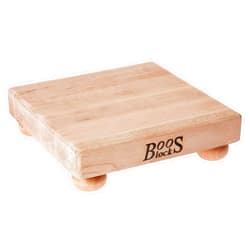 John Boos B Series Square Wooden Maple Cutting Board 9”x9” – 1.5” Thick, 3.7-lb Non-Reversible Butcher Block with Wood Bun Feet & Edge-Grain