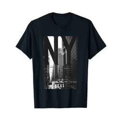 Bahaa's Tee Cool New York City Abstract Skyline, Black & White New York T-Shirt