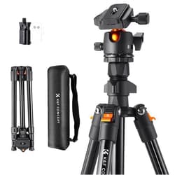 K&F CONCEPT 64 inch/163 cm Camera Tripod,Lightweight Travel Outdoor DSLR Tripods with 360 Degree Ball Head Load Capacity 17.6 lbs/8 kg,Cellphone Clip for Smartphone Live Streaming Vlog O234A1+BH-36