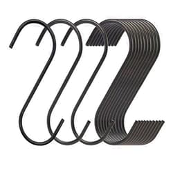 LRUUIDDE 20 Pack Large S Hooks Black Steel S Shaped Hooks (3.7 in) Vinyl Coated Heavy Duty Rustproof S Hooks for Hanging Pans Pots Plants Towels Heavy Duty Kitchen Hooks Hanger (Black)