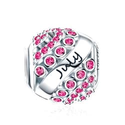 FOREVER QUEEN Birthstone Charm for Bracelet - 925 Sterling Silver Bead Openwork, Happy Birthday Charm for Necklace - Valentine's Day Mother's Day Gift