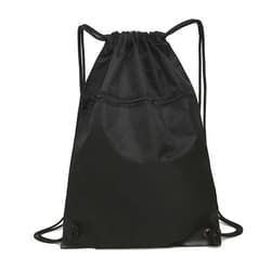 StilvollMao Drawstring Backpack, Gym Sackpack String Bag Drawstring Bag with Zip Pocket for Sports, Gym, Swimming (Black)