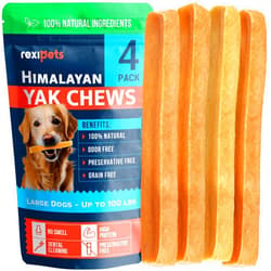 REXIPETS 100% Natural Yak Cheese Himalayan Made Chews for All Breeds - Lactose Free Yak Chews for Small, Medium & Large Dogs - Dental Cleaning Dog Chews Agressive Chewers - Long Lasting Odor & Gluten Free