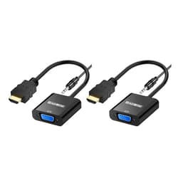 Shuomeng HDMI to VGA Adapter, Gold-Plated HDMI to VGA Adapter Male to Female for Computer, Desktop, Laptop, PC, Monitor, Projector, HDTV and More - Black (2 Pcs)