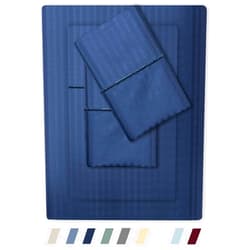 FEATHER & STITCH NEW YORK Feather & Stitch King Size 4 pc Sheet Set with 2 Extra Pillow Cases, 500 TC Sateen Weave Damask Bed Sheets - 1 Flat Sheet, 1 Fitted Sheet & 4 Pillow Cases