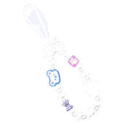 Sopopal Phone Charms Strap, Cute Beaded Phone Strap Aesthetic Phone Bracelet Wrist Strap Lanyard Phone String Decoration for Women (White Purple)
