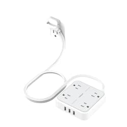 TESSAN Flat Plug Surge Protector Power Strip, TESSAN 5 ft Extension Cord with 4 Outlets and 3 USB Ports, Indoor Desk Charging Station, 900J Surge Protector for Travel, Office, School, Dorm Room Essentials
