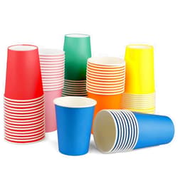 HIKIMA 60 Pcs 9 Ounce Party Cups, Colorful Disposable Paper Cups, Drinking Cups for Party BBQ Travel DIY Snack Picnic and Event 6 Colors
