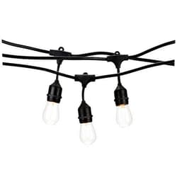 HLO Lighting Outdoor Weatherproof Commercial LED Backyard Bistro Cafe Patio Light String, 48Ft Vintage Edison Porch Strand, 2Ft Spacing, 24 Hanging Sockets, Dimmable Plastic Bulbs, UL Listed