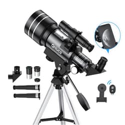 Qniuco Telescope for Adults Beginners, 70mm Aperture Refractor Telescopes for Astronomy Beginners, Portable Travel Telescope with Phone Adapter, Astronomy Gifts