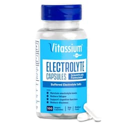 Vitassium Electrolyte Capsules, Electrolytes for The Management of POTS and High Sodium Diets (500mg Sodium - 100mg Potassium), Unflavored, 100 Salt Pills (Size 0)