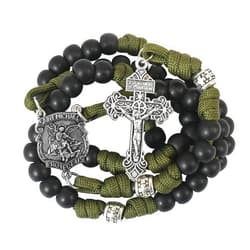 Nazareth Store St Michael Paracord Rosary Beads Rugged Rosary Necklace Strong Corded Catholic Pardon Crucifix