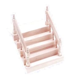 EatingBiting 1:12 Scale 1/12 Mini Furniture minihouse Mini Wooden Handrail Stairs Miniature Scene Step Furniture Ornaments for House Ornament DIY Unpainted Staircase Handrail Model Fairy Garden Scene
