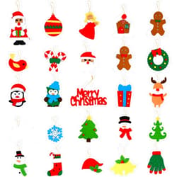 Wizdar 25 Set Christmas Ornaments Felt Material Christmas Tree Ornaments Santa Snowman Angel Reindeer Penguin Hanging Tree Ornaments for Mini Christmas Tree Decorations