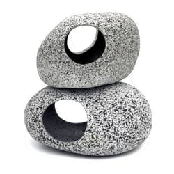 JIH Aquarium Decorations Rock, Ceramic Shelters - Shrimp Habitat, Breeding Tube, Hiding cave, Stackable Fish Tank Decor Cave for Hiding, Betta Fish (J001+J002)