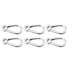 Marine Part Depot Six Stainless Steel Carabiner Spring Snap Links with Ring 3-1/8