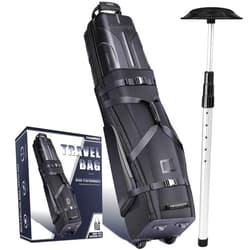 CHAMPKEY Professional Golf Travel Bags for Airlines with Password Lock - Hard Case Golf Travel Bag with Support Pole and Oversized Wheels