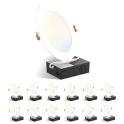 Amico 12 Pack 6 Inch 5CCT Ultra-Thin LED Recessed Ceiling Light with Plastic Junction Box, 2700K/3000K/3500K/4000K/5000K Selectable, 1050LM Brightness, Dimmable Canless Wafer Downlight, 12W, ETL&FCC