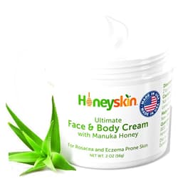 Honeyskin Hydrating Face Moisturizer & Body Cream with Manuka Honey Cream - Organic Face Moisturizer & Body Lotion for Extremely Dry Skin - for Dry & Itchy Skin, Rosacea & Eczema Prone Skin (Original, 2oz)