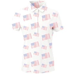 SwingJuice Women's Performance Polo Shirt Golf Flag Fashion Print Quick Dry UPF Funny Golf Shirt for Women