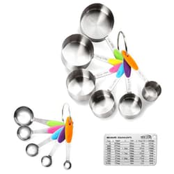 New Star Foodservice 1028065 Stainless Steel 18/8 12-Piece Measuring Cup and Spoon Set