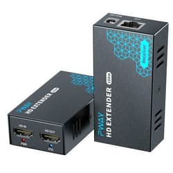 PWAY HDMI Extender 500ft Over Single Cat5e/6, One to Multiple Monitors by Gigabit Ethernet Switch, Full HD 1080P@60Hz Video Extended