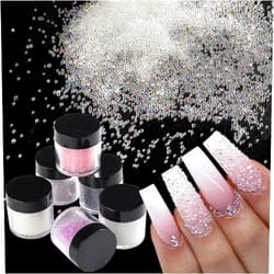 Fcozpjk Pixie Crystals for Nails 6 Bottles Micro Caviar Nail Beads 0.6-2mm Holographic Glass Balls Gems Stones Tiny Rhinestones for Acrylic Nails Manicure Decoration Supplies