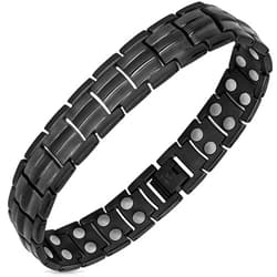 Mahnco Magnetic Bracelets for Men Ultra Titanium Steel Magnetic Bracelet with Double Row Magnets Mens Bracele Adjustable Length with Remove Tool (Black Classic)