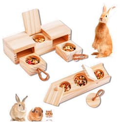 GOODMOM Interactive Wooden Rabbit Toys - Sniff n' Snack Rabbit Treats Bunny Toys, Enrichment Rabbit Toy for Boredom, Better Than Snuffle Mat for Small Animals, Hamsters, Guinea Pig