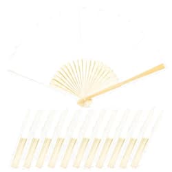 JOHOUSE Foldable Bamboo Fans, 12PCS Eastern Style Handheld Fan Japanese Chinese Fan for DIY Decoration Wedding Dancing Party Favors
