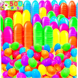 TURNMEON 500 Count Plastic Easter Eggs Bulk 6 Colors Easter Eggs Fillable， Easter Basket Stuffer Filler 2.2 Inch Surprise Empty Easter Eggs for Eggs Hunt, Classroom Prize Party Favor Supplies