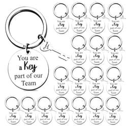 Junkin 20 Pcs Employee Appreciation Gifts for Team Coworker Bulk Thank you Keychain for Women Men Staff Teacher Retirement (Round)
