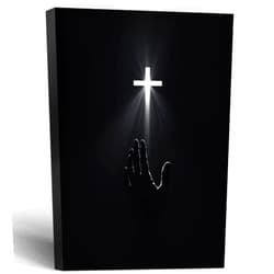 RVRBKTS Framed Christian Wall Art Redemption Faith Poster Cross and Hands Black and White Canvas Print Religious Painting Jesus Picture Home Living Room Decor 12x16 Inch Ready to Hang