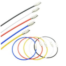 MyyYiTar 50 Pack Cable Keychains 2mm Coated Steel Wire Loops - 4.3 Inch Key Rings for Hanging Luggage Tags, Keyrings,ID Holders and DIY Crafts,5 Colors Assorted(50 Pcs)