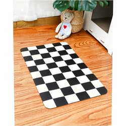Ralxion Checkered Dog Feeding Mat, Absorbent Mats for Dog Food and Water Bowl, Dispenser, Feeder, Retro Aesthetic Black Checkerboard Pet Placemat for Dogs, Cats, Puppy Accessories, 16