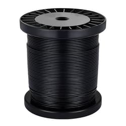 FOLUXING 100Ft Wire Rope, 304 Stainless Steel Black Vinyl Coated Wire Rope, Outdoor Light Guide Wire, 1/16 Inch Coated to 3/32 Inch for Hanging String Lights, Globe Lights and Lanterns
