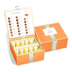 Tea Forte Premium Tea Chest Presentation Box Gift Set Sampler, 40 Count Individually Wrapped Handcrafted Pyramid Tea Infuser Bags, Herbal Tea