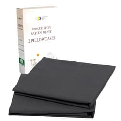 California Design Den 100% Cotton Pillow Cases Standard Size Set of 2, Soft Sateen Weave Pillow Cases Queen - Dark Grey (Black Tone)