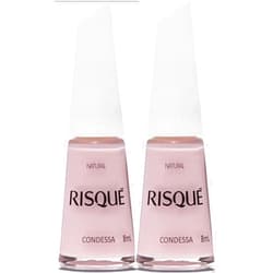 RISQUÉ Nail Polish Risque Pink| Esmalte de Unhas | Fast Dry, Hypoallergenic, Long-Lasting, Extra Sparkle, Made in Brazil | Condessa, 0.3 oz, 8ml - Pack of 2