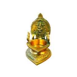 DESI BY DIL Beautiful Brass Antique Designer Diya with Peacock on Sides with Green Patina Antique Finish for Mandir, Home Décor, Indian Festive Décor, Auspicious Gift for Housewarming