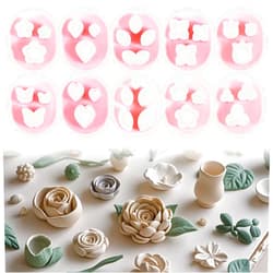 COMNICO Polymer Clay Cutters, 10Pcs Small Flower Petal Polymer Clay Molds Mini Polymer Clay Tools Floral Leaf and Butterfly Micro Clay Cutters for Polymer Clay Earrings Jewelry Making DIY Craft