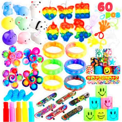 JOYIN 60 Pcs Party Favors for Kids, Popular Fidget Toys Pack, Goodie Bags Fillers for Kids Birthday Party, Prizes in Bulk for School, Pinata Stuffers, Classroom Prizes, Treasure Box Toys
